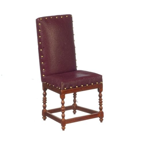 Leather Side Chair/Red/Walnut JJ06001RWN