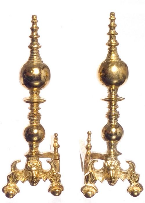 Lion Andirons/Brass/2 a3755
