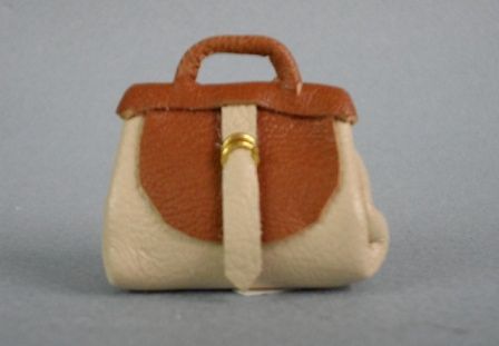 Leather Purse, Brown/Beige x20000