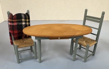 Long Oval Table and Two Chairs ala288