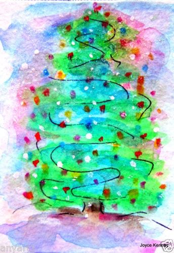Magical Christmas Tree Forest Pine Sparkle aceo1112