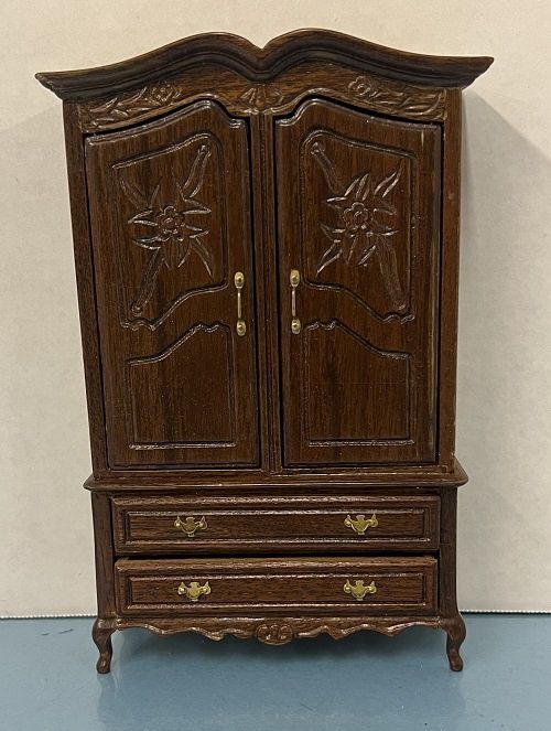 Mahogany Armoire with Hang Rod, Shelves, and 2 Opening Drawers mc34X