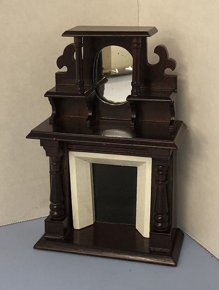 Mahogany Fireplace with Mirror and Shelves MC05177
