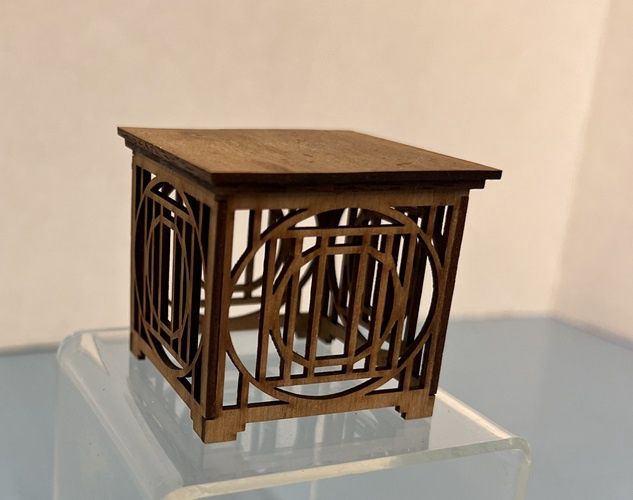 Lazer Cut Natural Wood Art Deco Table mc030820