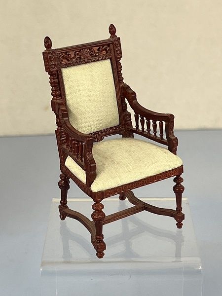 Mahogany Armed Chair with Mint Green Cushions ch2052