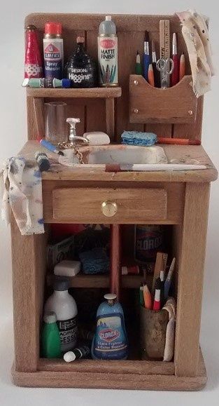 Marquis Miniatures Artist's Sink with Supplies mm71315d