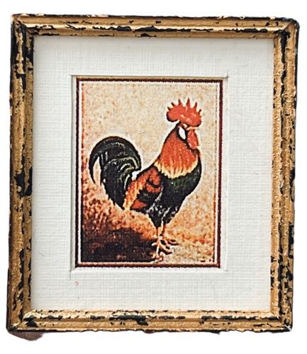 Matted Rooster Print in Wood Frame mn256