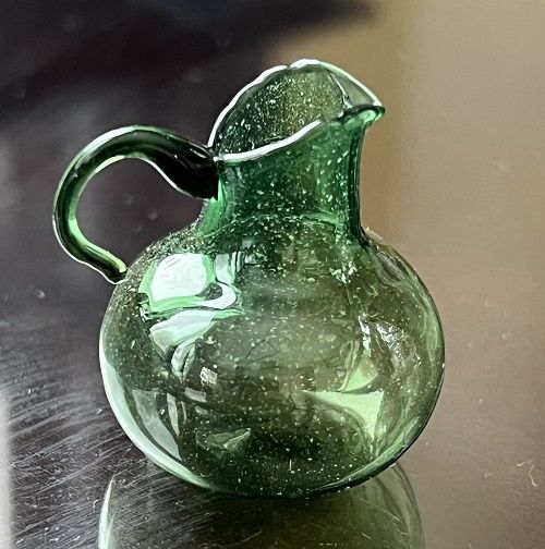 Large Green Glass Pitcher mn249