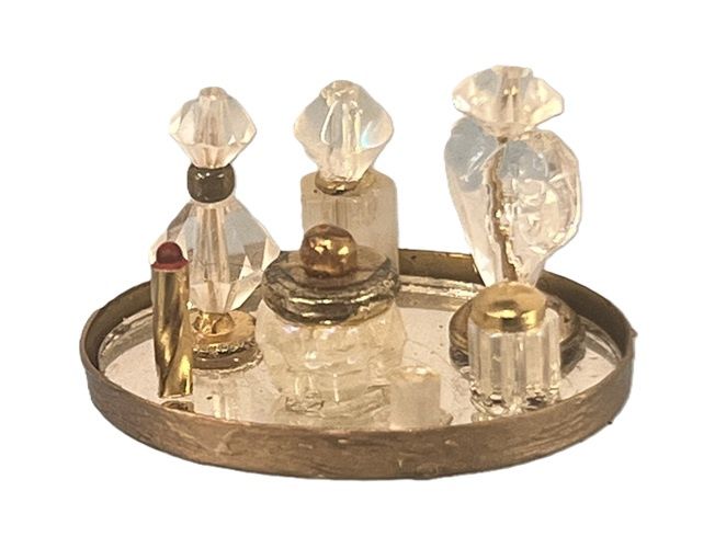 Large Oval Mirrored Vanity Tray with 7 Perfumes, Powder, Lipstick and more mc031123