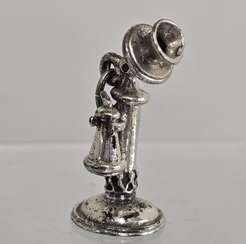 Late 19th C. Candlestick Style Sterling Telephone Charm mc1027x