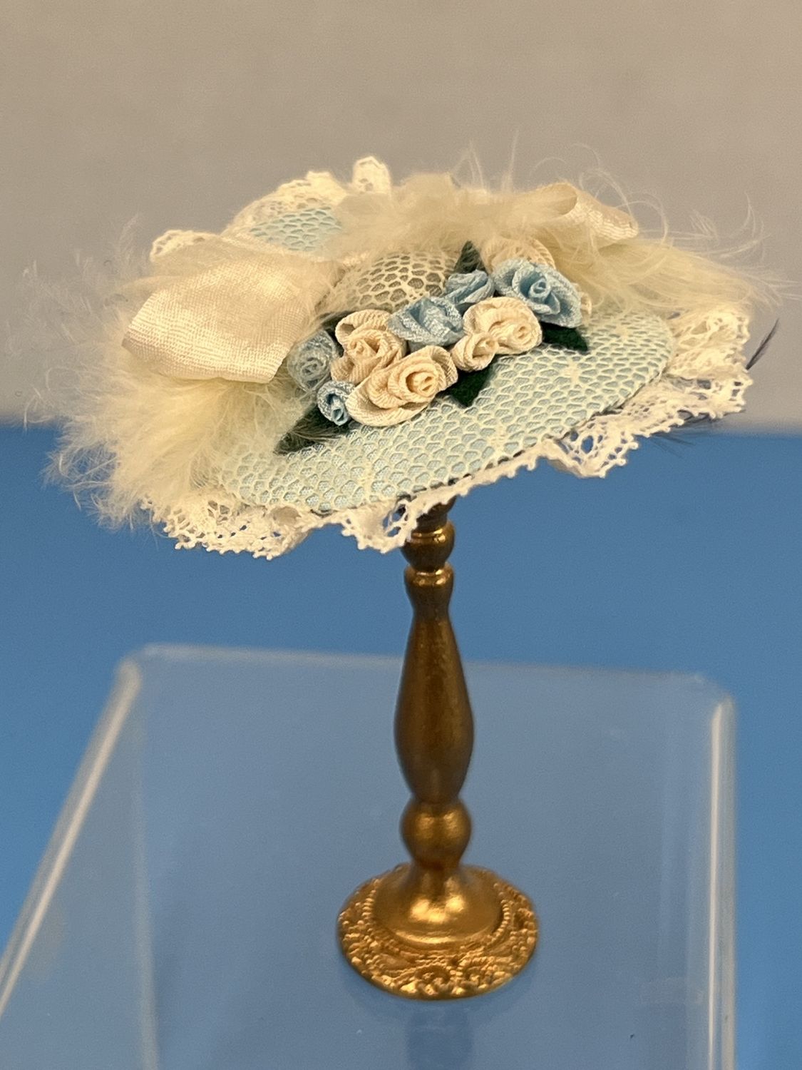 Light Blue Hat with Silk Roses JG0011