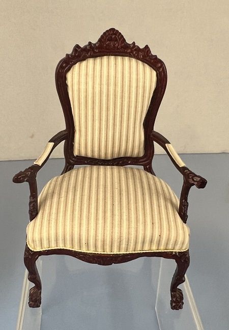 Mahogany Cream and Beige Stripe Chair bes3751mh