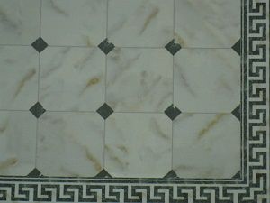 Marble Tile w/Greek Key Border and Black Accents 34735