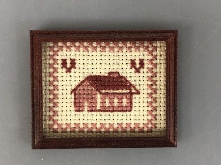 Mauve and Cream Framed House Needlework mc02018a