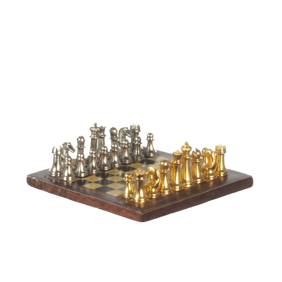 Metal Chess Set Wooden Board G8575