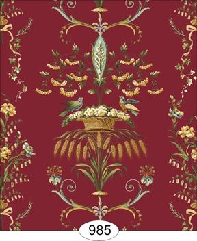 Neoclassical Wheat Bird Floral - Red WAL0985