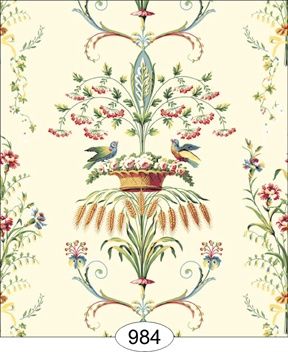 Neoclassical Wheat Bird Floral - Cream WAL0984