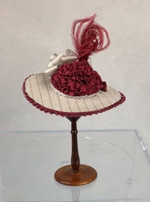 Mauve and Grey Hat with Silk Ribbon Embellishments kkk004