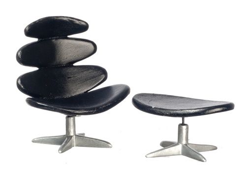 Modern Black Chair and Ottoman s8012