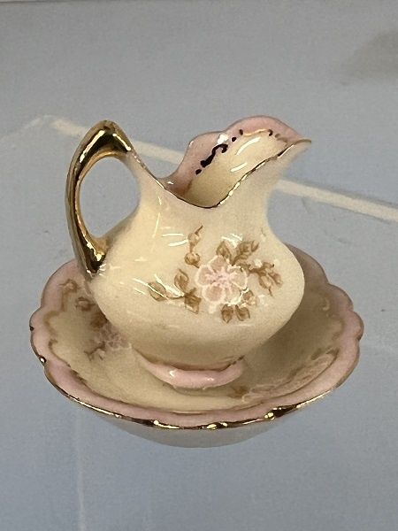 Nancy Duden Pink Trim Pitcher and Bowl ch22294