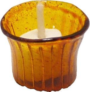 Orange Votive Candle Holder with White Candle bdh