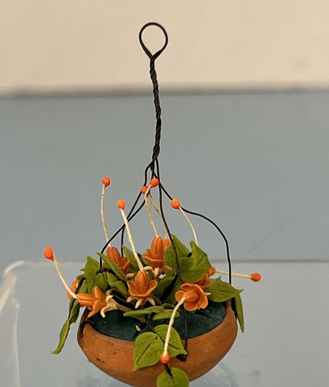 Orange Flowers in Hanging Terracotta Pot MC211x