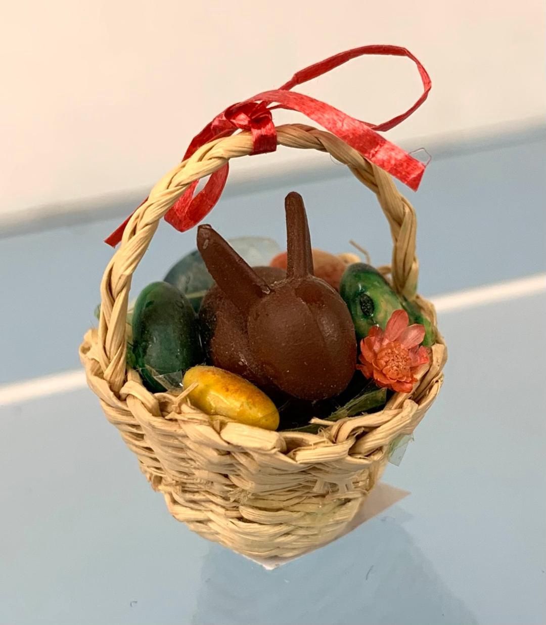 Natural Basket with Chocolate Bunny mc476x