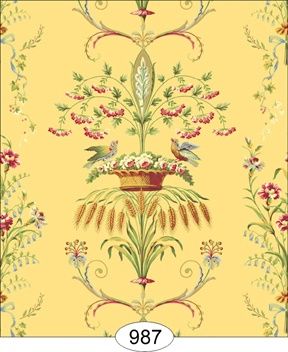 Neoclassical Wheat Bird Floral - Yellow WAL0987
