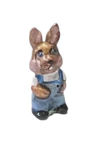 Metal Painted Bunny in Blue Overalls by Renee' Marlowe mc447x