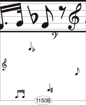 Music Silhouette - Black - Notes WAL1150b