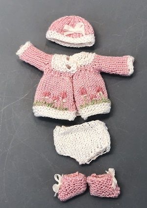 OOAK Hand Knitted Baby Sweater, Hat, Panties, and Booties bb0106