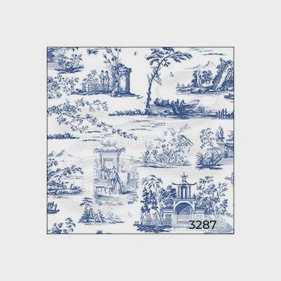 ORIENTAL TOILE BLUE ON WHITE BACKGROUND - ROSE HILL wal3287