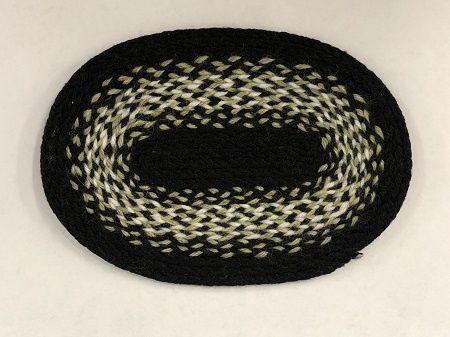 Oval Braided Rug in Black, Sage and White mc03442