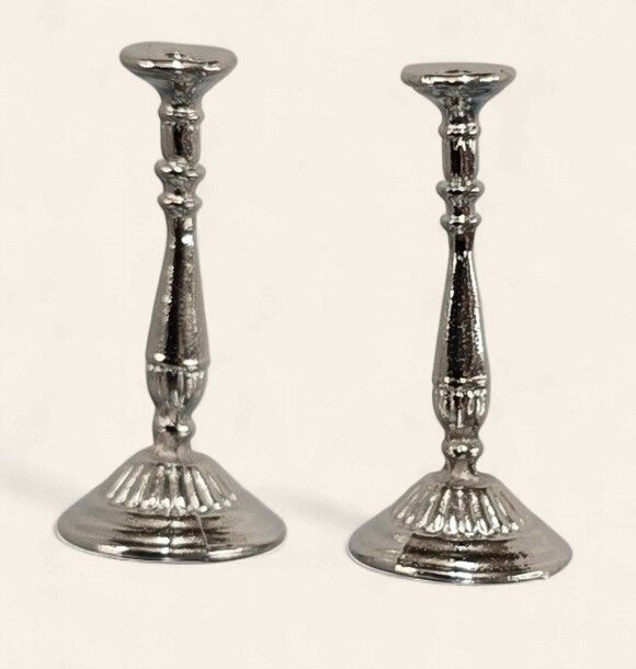 Pair of "Silver" Slender Candlesticks azs2631