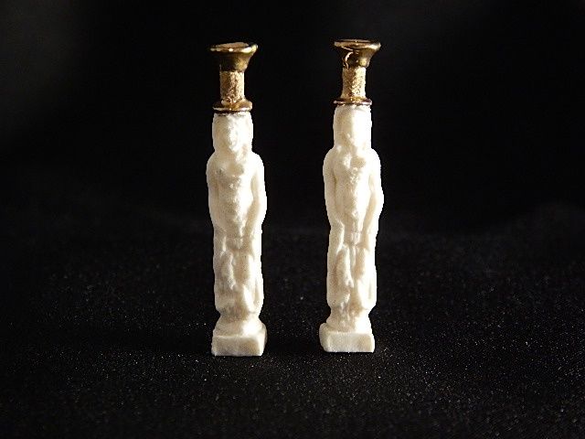 Pair of Porcelain Caryatid Candlesticks lh671