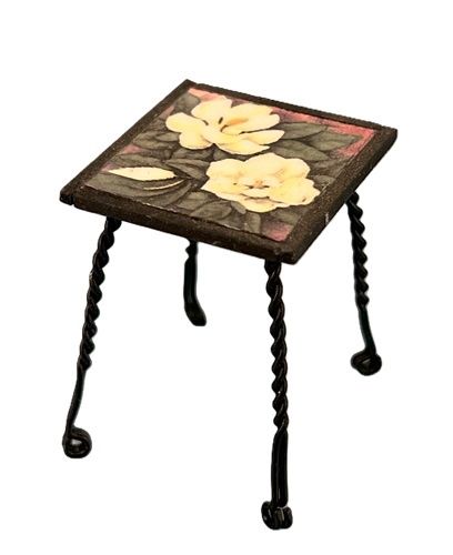 Patio Metal Table with Floral Tile Top mc030686
