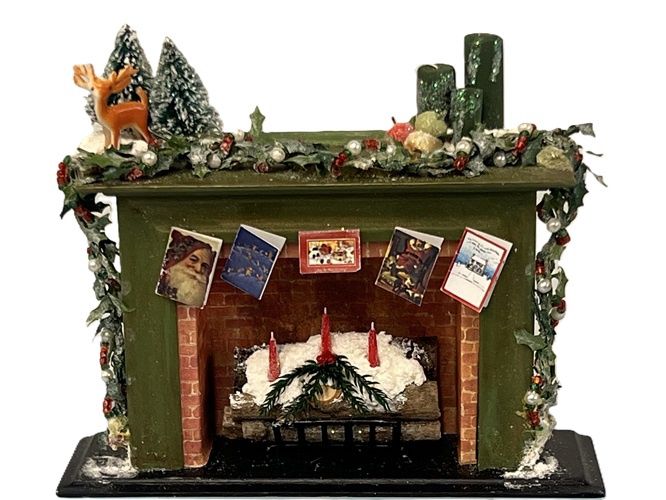 Petite Wood Fireplace Fully Decorated mc03532