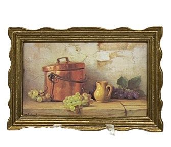 Picture of Copper Pot and Grapes Against Old Wall cn475
