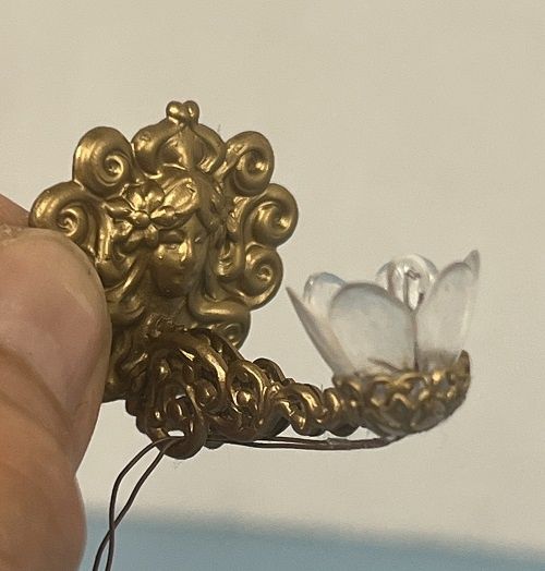 Ornate Brass Wall Sconce with Clear Shade MC030739