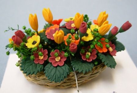 Oval Basket of Flowers BDCP004-1