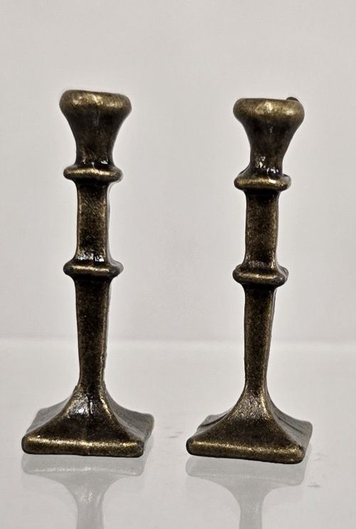 Pair of Bronze Tone Column Candlesticks azs9422a