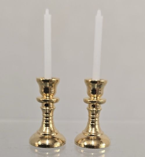 Pair of Brass Candlesticks with Candles im65580