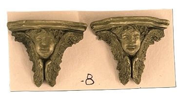 Pair of Green Antiqued Face Shelves mc1109x