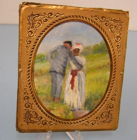 Painting of Couple in Antique Copper Frame mc06057