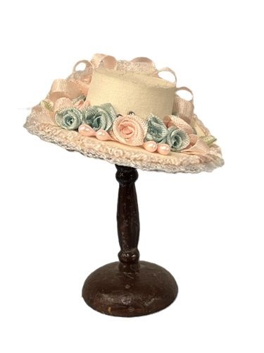 Pastel Hat with Silk Ribbon Decoration on a Stand 10000155-1