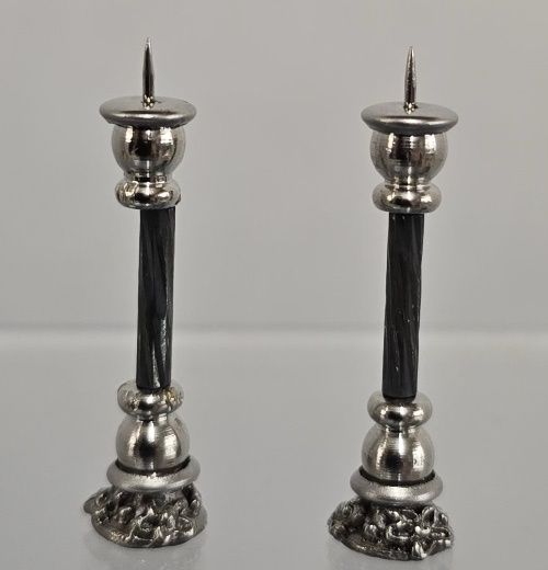 Pair of Silver Beaded Candlesticks mc1028x