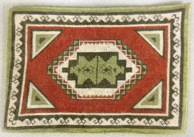 Petit Point Rug in Red and Green 10000159-1