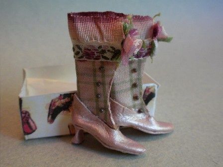 Pink Plaid Boots with Ribbon Trim dcs021