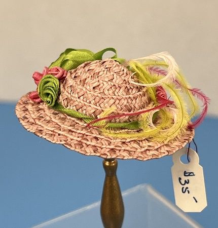 Pink Straw Hat with Pink Roses JD003