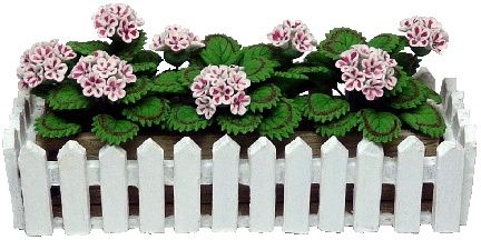 Pink/white Geraniums in Picket Window Box bdaf424